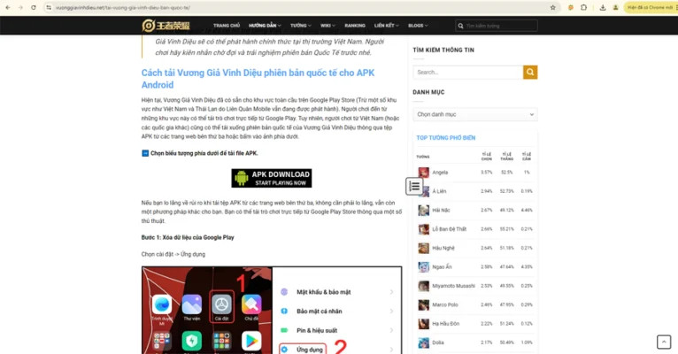 Tải Vương Giả Vinh Diệu APK Việt Hóa Mới Nhất