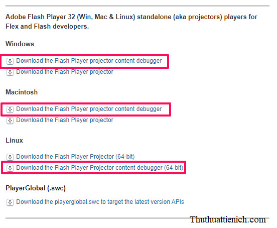 Flash Player content debugger