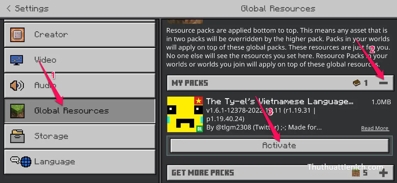 Hướng Dẫn Cài Đặt Tiếng Việt Cho Game Minecraft Version 1.21 Sử Dụng Tyel Vietnamese