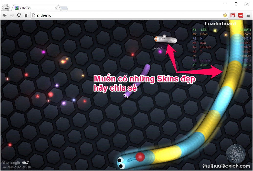 Hướng Dẫn Chơi Game Rắn Săn Mồi Slither.io Đầy Đủ Nhất
