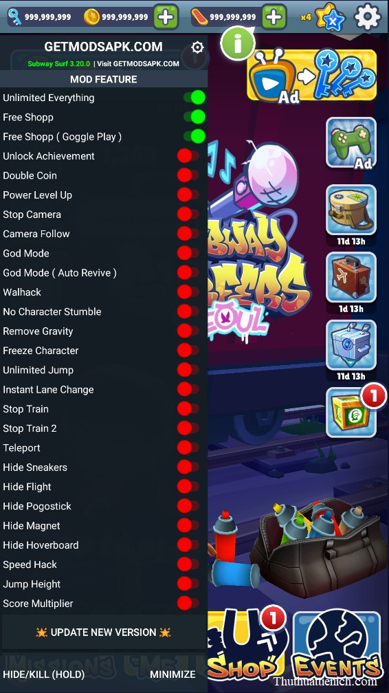 Tải Mod Subway Surfers Apk v4.1.0 (Vô hạn tiền, chìa khóa)